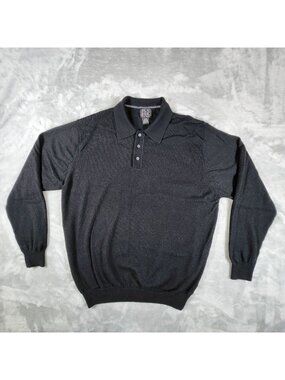 Jos A Bank Italian Merino Wool Polo Sweater XXL Black Quiet Luxury Old Money